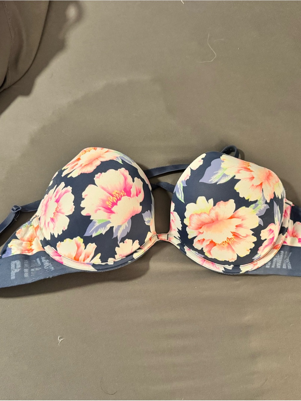 PINK Victoria's Secret Navy Floral Push-Up Bra